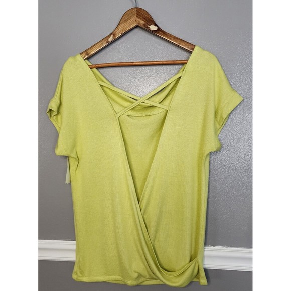Halston Studio Open Back Top Green Size XS Drape Back Pullover Womens - Picture 2 of 9